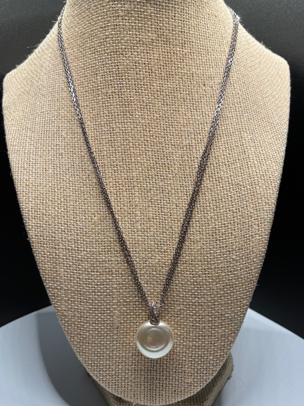 Vintage Majorica Pearl And Silver Three Strand necklace